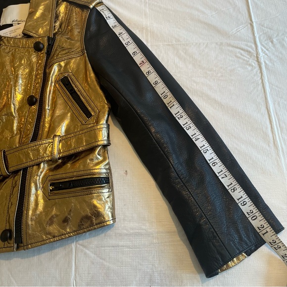 NWT 3.1 Phillip Lim Distressed Metallic Belted Biker Jacket Bronze Sz 6 (a2) - Picture 13 of 16
